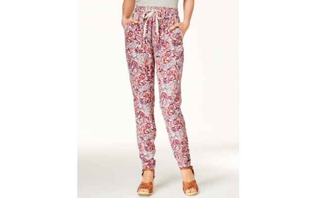  Juniors’ Printed Ruched-Hem Soft Pants
