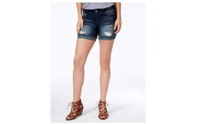  Juniors’ Ripped Cuffed Denim Shorts Size 1/25