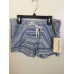  Girl's Junior Striped Textured Drawstring Shorts, Blue, Medium