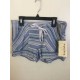  Girl's Junior Striped Textured Drawstring Shorts, Blue, Medium