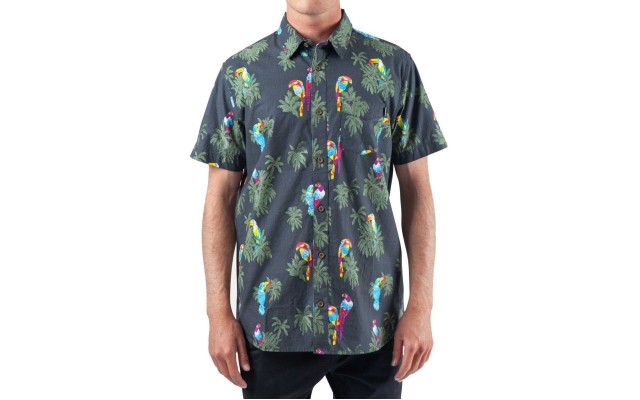  Men’s Bender Regular-Fit Reverse Floral-Print Shirt (Charcoal, XL)