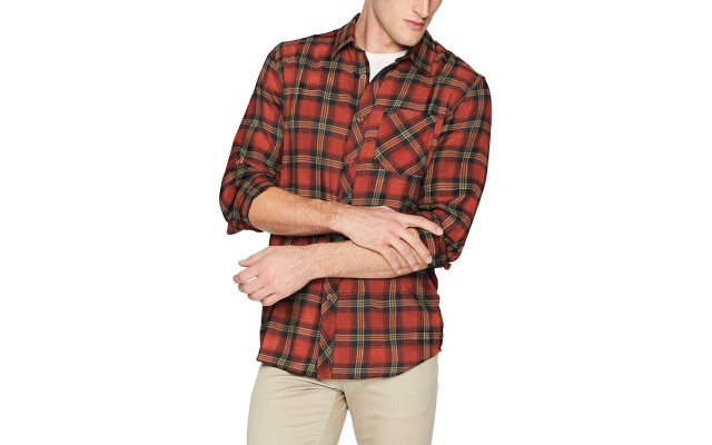  Men’s Dayton Long Sleeve Shirt Clothing (Red, M)