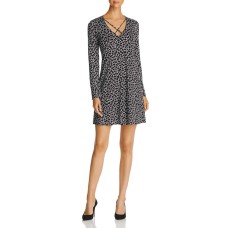 Robert Michaels Animal-Print A-Line Mini Dress (Charcoal,S)