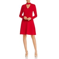 Robert Michaels Mock Neck Sweater Dress (Red, S)