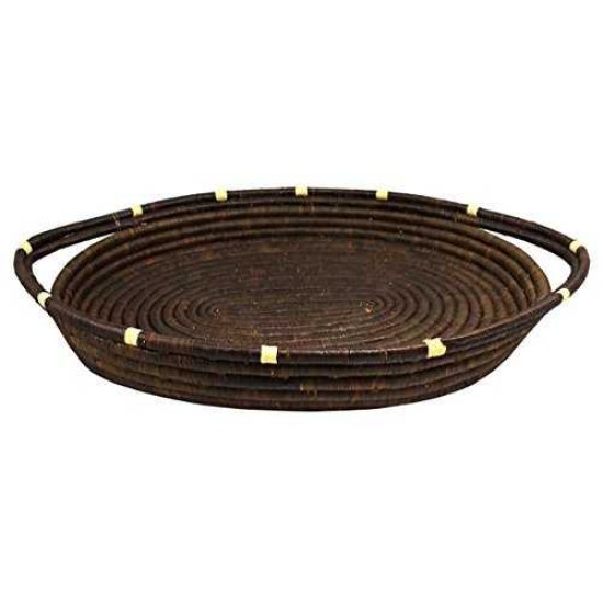  Natural Sweetgrass and Rafia Oval Tray