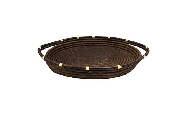  Natural Sweetgrass and Rafia Oval Tray