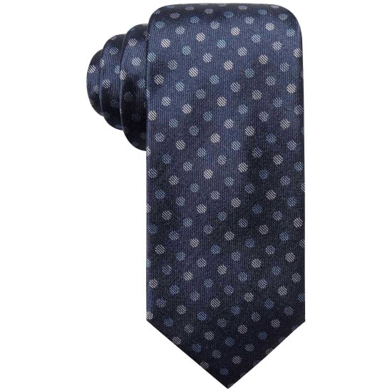  Distinction Men’s Dozza Dot Slim Silk Tie (Navy, One Size)