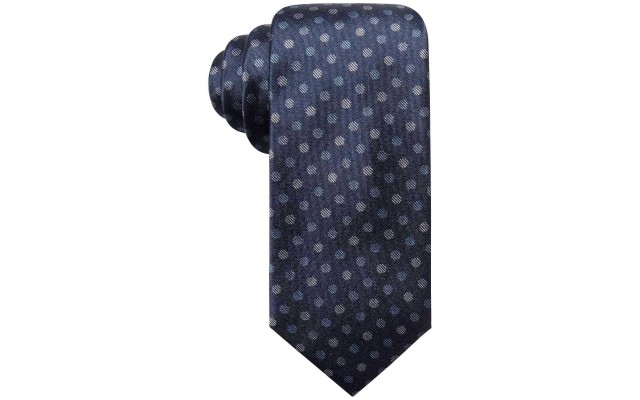  Distinction Men’s Dozza Dot Slim Silk Tie (Navy, One Size)