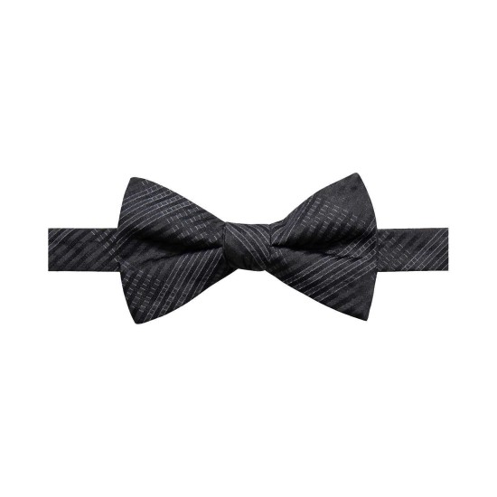  Distinction Men’s Landon Plaid Pre-Tied Silk Bow Tie (Black)