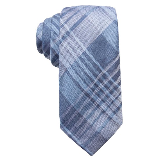  Distinction Men’s Lavine Plaid Slim Tie (Blue)