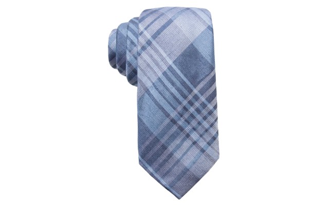  Distinction Men’s Lavine Plaid Slim Tie (Blue)