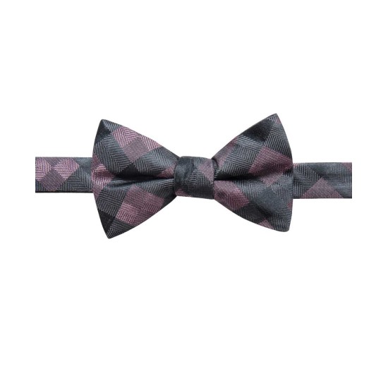  Distinction Men’s Monte Check Pre-Tied Silk Bow Tie (Dark Pink)