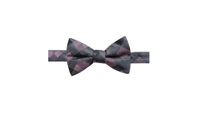  Distinction Men’s Monte Check Pre-Tied Silk Bow Tie (Dark Pink)