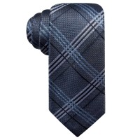 Ryan Seacrest Distinction Men’s Portofino Plaid Slim Silk Tie (Blue)