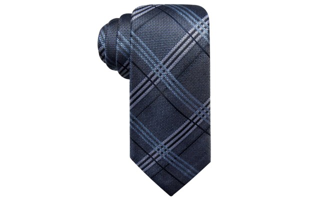  Distinction Men’s Portofino Plaid Slim Silk Tie (Blue)