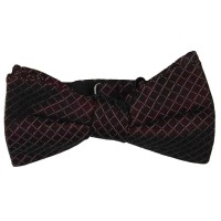 Ryan Seacrest Distinction Men’s Pre-Tied Lenox Mini Grid Silk Bow Tie (Red)