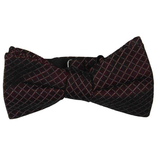  Distinction Men’s Pre-Tied Lenox Mini Grid Silk Bow Tie (Red)