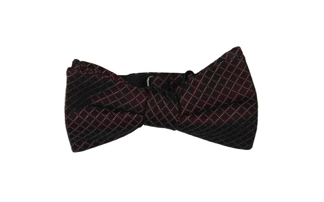  Distinction Men’s Pre-Tied Lenox Mini Grid Silk Bow Tie (Red)