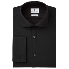 Ryan Seacrest Distinction Men’s Slim-Fit Stretch Non-Iron Black French Cuff Dress Shirt (Black, 17.5X34-35)