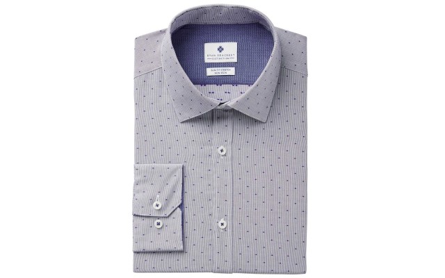  Distinction Men’s Slim-Fit Stretch Non-Iron Performance Pin Dot Dress Shirts
