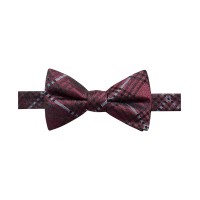 Ryan Seacrest Distinction Men’s Studio Plaid Pre-Tied Bow Tie Silk (Red)