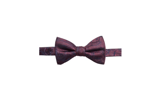  Distinction Men’s Tonal Paisley Pre-Tied Silk Bow Tie (Red)