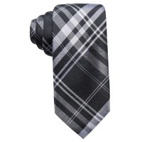Ryan Seacrest Distinction Men’s Turn Plaid Slim Silk Tie (Black)