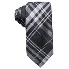 Ryan Seacrest Distinction Men’s Turn Plaid Slim Silk Tie (Black)