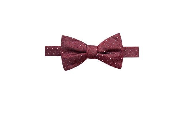  Distinction Men’s Victor Dot Grid Pre-Tied Silk Bow Tie (Red)