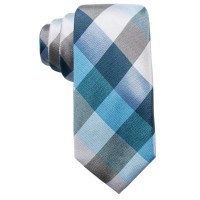 Ryan Seacrest Distinction Men’s Weho Check Slim Silk Tie (Aqua, One Size)
