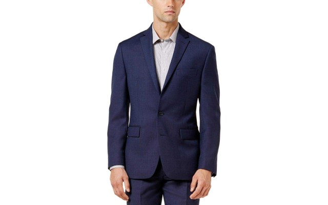  Mens 40S Modern Fit Two Button Wool Blazer (Blue, 40)