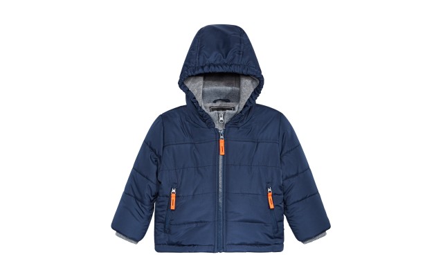  Baby Boys Hooded Bubble Jacket With Fleece Vest (Navy, 3/6M)