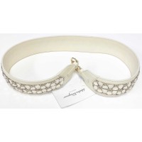 Salvatore Ferragamo Hand Made Leather Strap White enchanted with Gold Hardware
