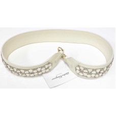 Salvatore Ferragamo Hand Made Leather Strap White enchanted with Gold Hardware