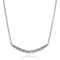 Sam Edelman Pave Curved Rhodium Pendant Necklace, 16″