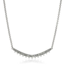 Sam Edelman Pave Curved Rhodium Pendant Necklace, 16″