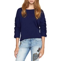 Sanctuary Leona Ruffle Sleeve Top (Navy, XL)