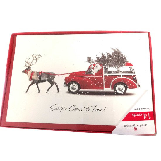 Santa’s Comin’ to town! Christmas Boxed Cards, 14 Count