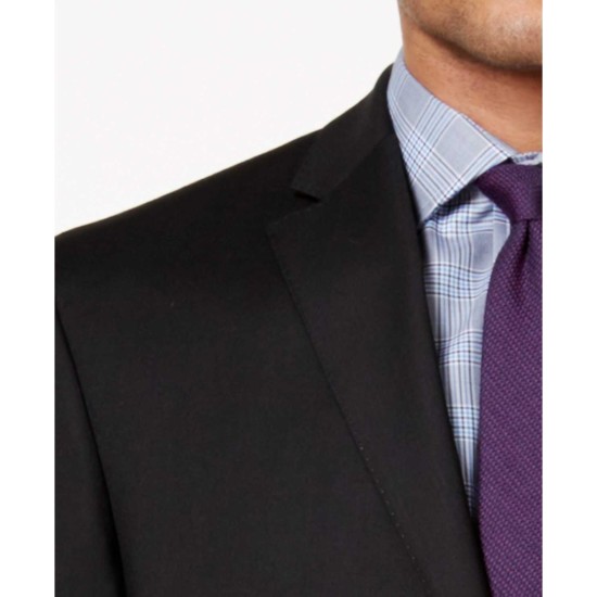  Men’s Classic-Fit Stretch Solid Black Suit Jacket (Black, 42S)