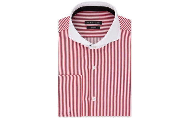  Men’s Classic/Regular Fit Performance Stretch Stripe French Cuff Dress Shirt