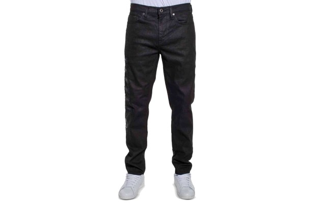  Men’s Slim-Fit Patch Detailed Black Jeans