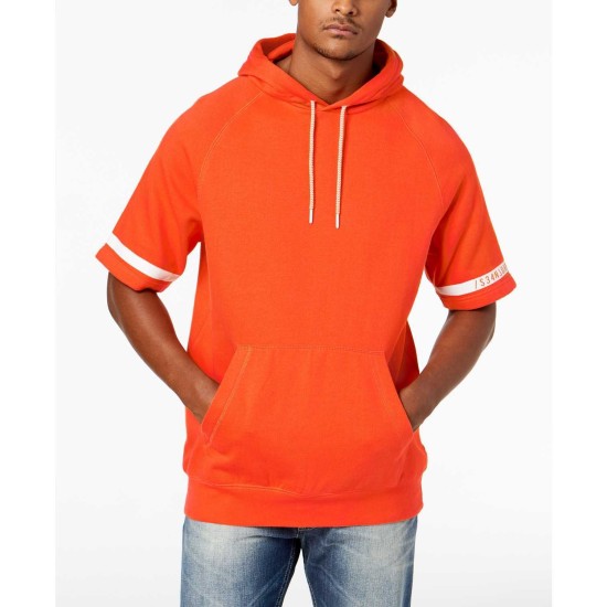  Men’s Striped Sleeve Hoodie (Medium Orange, 4X-Large)