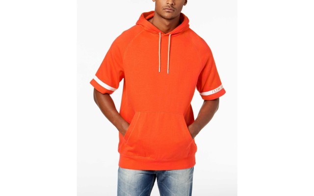  Men’s Striped Sleeve Hoodie (Medium Orange, 4X-Large)