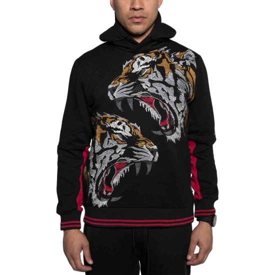  Mens Vexed Tiger Graphic Hoodie (Black, Small)