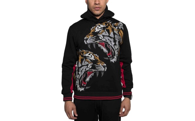  Mens Vexed Tiger Graphic Hoodie (Black, Small)