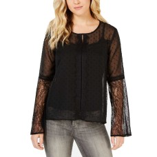 Self Esteem Juniors Swiss Dot Top (Black, XS)