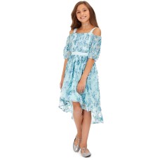 Sequin Hearts Big Girls Cold-Shoulder Metallic-Butterfly Dress