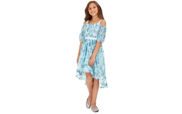  Big Girls Cold-Shoulder Metallic-Butterfly Dress