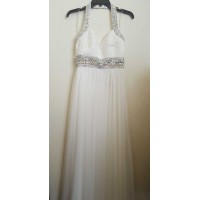 Sequin Hearts Juniors Dress White HALTER W BEADED STRAPS 2832SJ1S, SIZE 7