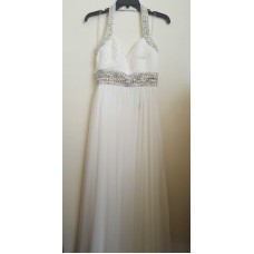 Sequin Hearts Juniors Dress White HALTER W BEADED STRAPS 2832SJ1S, SIZE 7